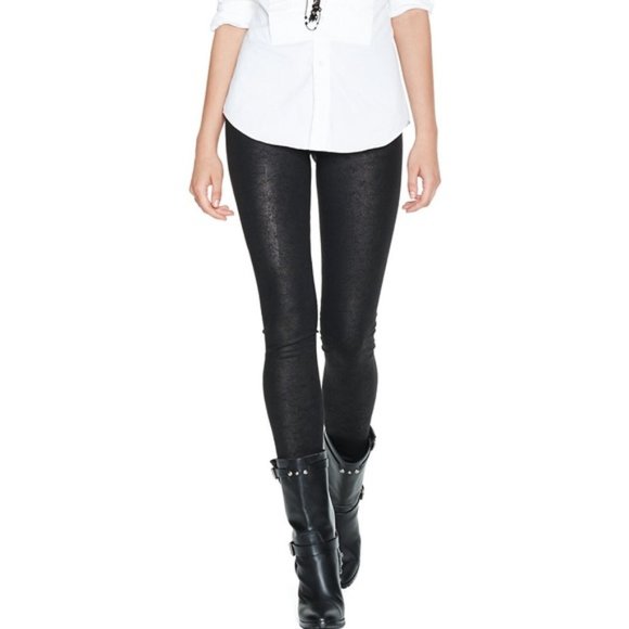 Polo Ralph Lauren Metallic Black Leggings ~ Medium - Picture 1 of 13